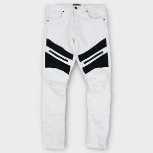 Zara Man Men's Skinny/Tight Jeans White Stretch Size 31 Patched Distressed